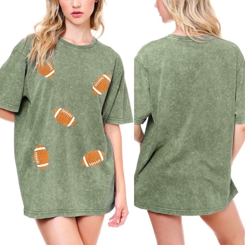Glitter Football Game Day T-Shirt